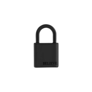 Pingente Cadeado Believe Preto Fosco 26mm