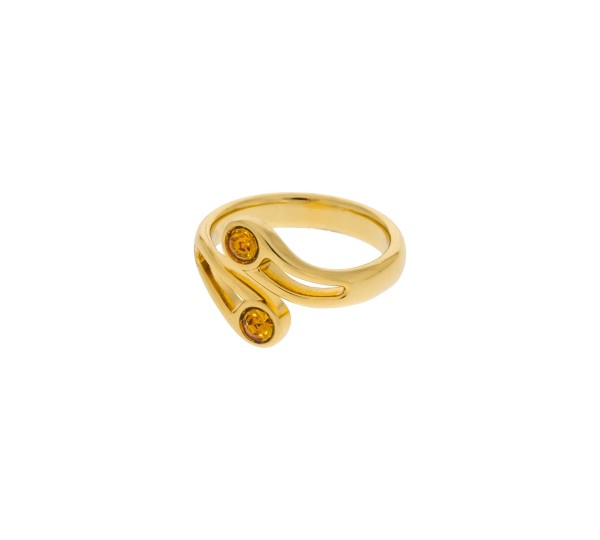 Anel Ouro com Strass Âmbar N° 17