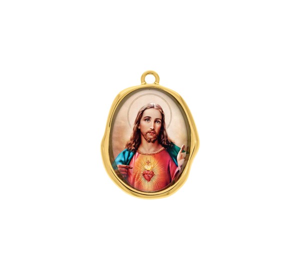 Pingente Sagrado Coração de Jesus Ouro 35mm