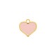 Pingente Coração Ouro com Rosa Quartzo 21mm