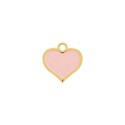Pingente Coração Ouro com Rosa Quartzo 21mm