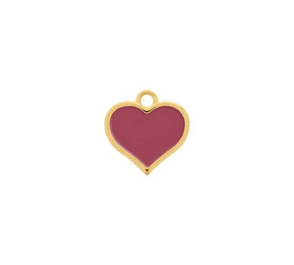 Pingente Coração Ouro com Rosa 21mm