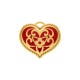 Pingente Coração Arabescado Ouro com Vermelho 35mm