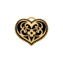Pingente Coração Arabescado Ouro com Preto 35mm