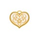 Pingente Coração Arabescado Ouro com Off White 35mm