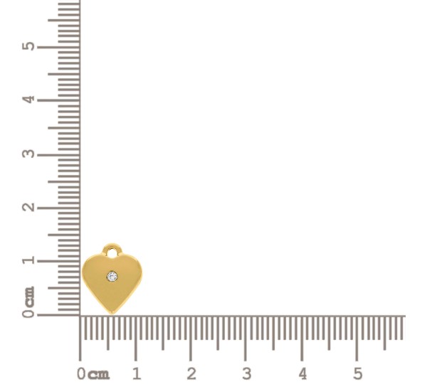 Pingente Coração Ouro com Strass 12mm