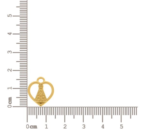 Pingente Coração Nossa Senhora Ouro 16mm