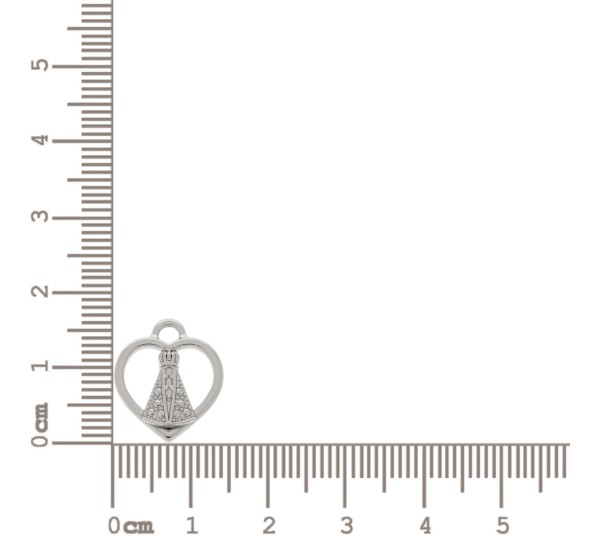 Pingente Coração Nossa Senhora Níquel 16mm