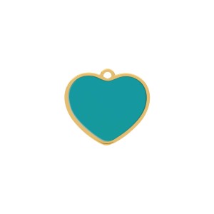 Pingente Coração Ouro com Azul Tiffany 27mm