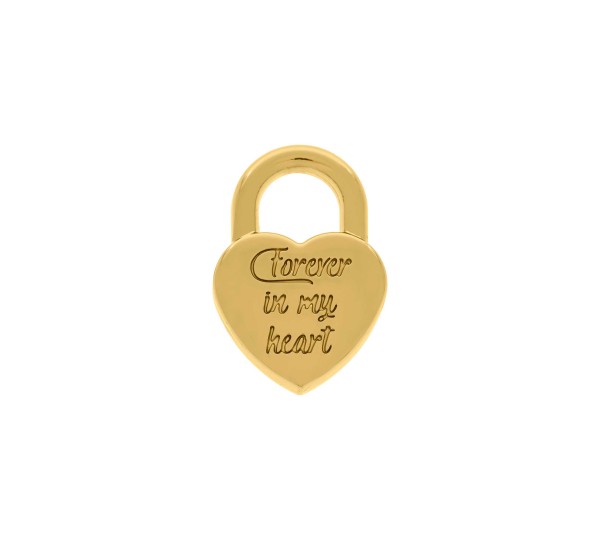Pingente Cadeado Coração Ouro Com Laranja 27mm