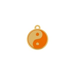 Pingente Yin-Yang Ouro com Laranja 18mm