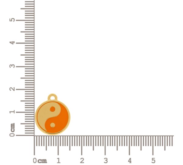 Pingente Yin-Yang Ouro com Laranja 18mm