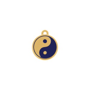Pingente Yin-Yang Ouro com Azul 18mm