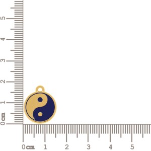 Pingente Yin-Yang Ouro com Azul 18mm