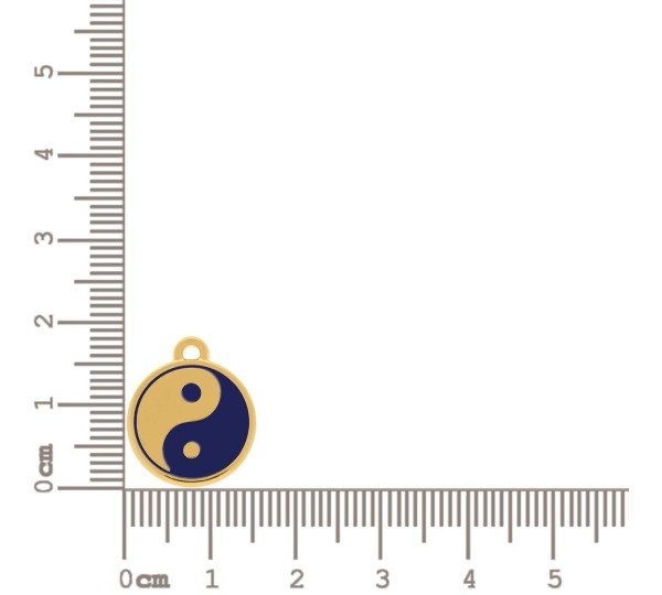 Pingente Yin-Yang Ouro com Azul 18mm