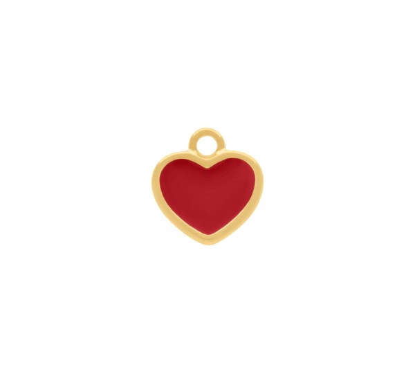 Pingente Coração Ouro com Vermelho 16mm