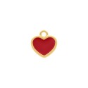 Pingente Coração Ouro com Vermelho 16mm