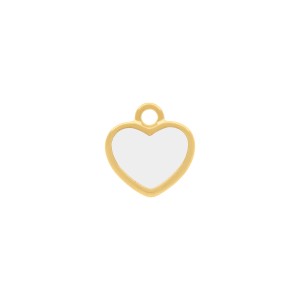 Pingente Coração Ouro com Branco 16mm
