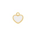 Pingente Coração Ouro com Branco 16mm