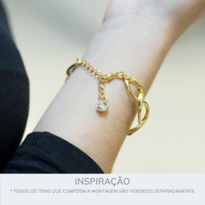 Pingente Redondo Ouro com Strass 11mm