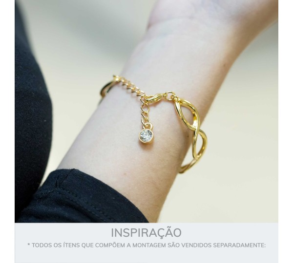 Pingente Redondo Ouro com Strass 11mm