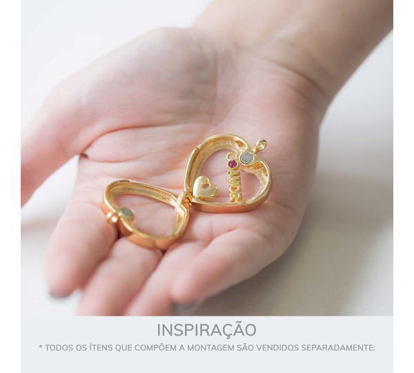Pingente Relicário Coração Ouro 30mm