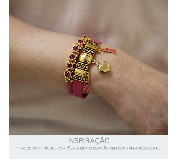 Pingente Laço Ouro com Rosa 17mm
