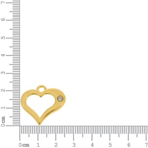 Pingente Coração Vazado Ouro com Strass 24mm