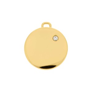 Pingente Redondo Liso Ouro com Strass 40mm