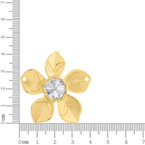 Pingente Flor Ouro com Strass 42mm