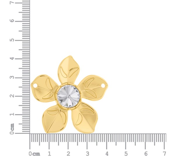 Pingente Flor Ouro com Strass 42mm