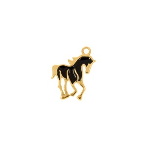 Pingente Cavalo Ouro com Preta 22mm