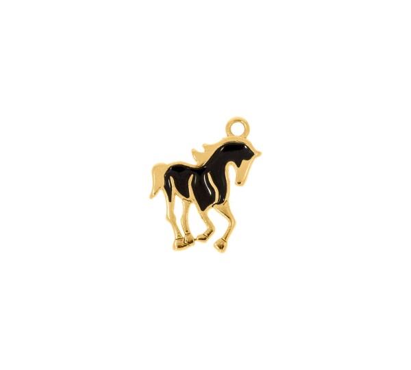 Pingente Cavalo Ouro com Preta 22mm