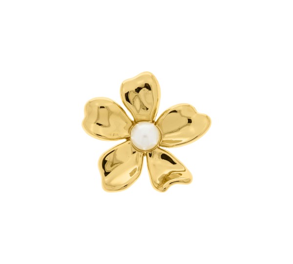 Broche de Flor Ouro com Pérola 44mm