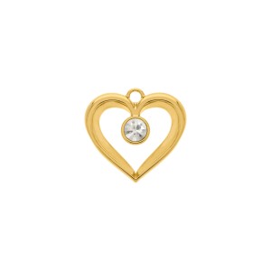 Pingente Coração Precioso Ouro com Cristal 28MM