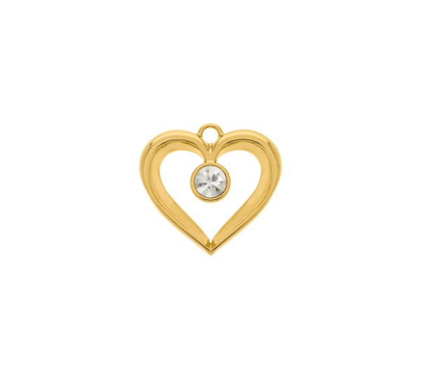 Pingente Coração Precioso Ouro com Cristal 28MM