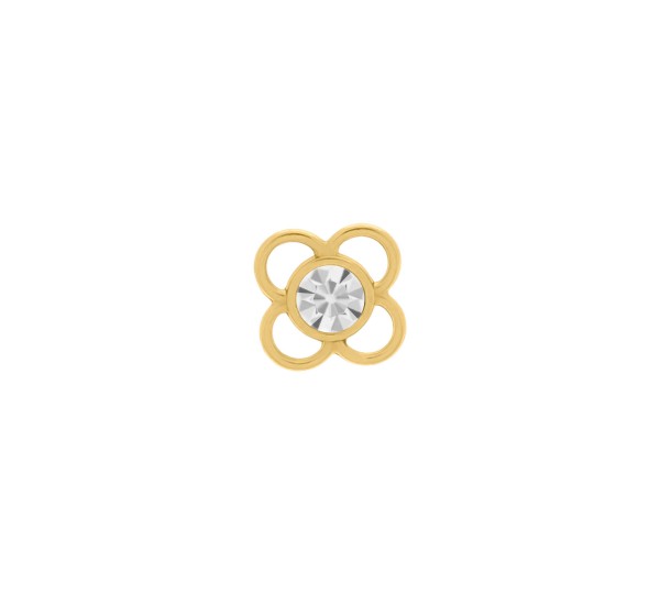 Pingente Flor Ouro com Strass 11mm