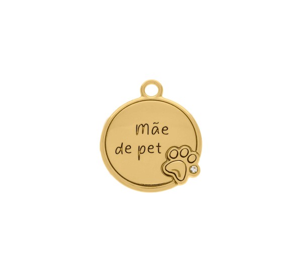 Pingente Mãe de Pet Ouro 27mm