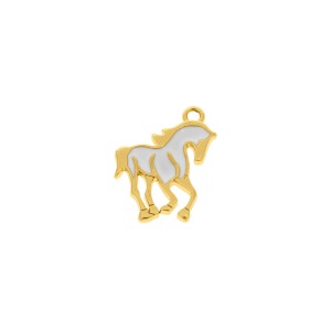 Pingente Cavalo Ouro com Branco 22mm
