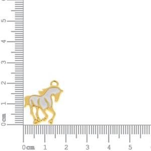 Pingente Cavalo Ouro com Branco 22mm