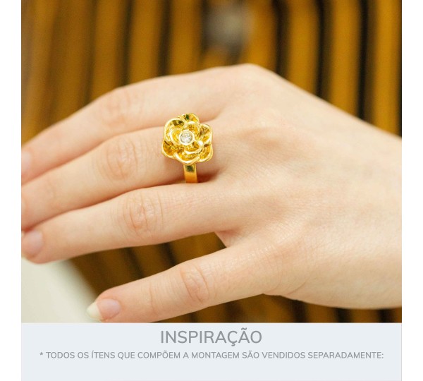Anel de Flor Ouro com N° 19