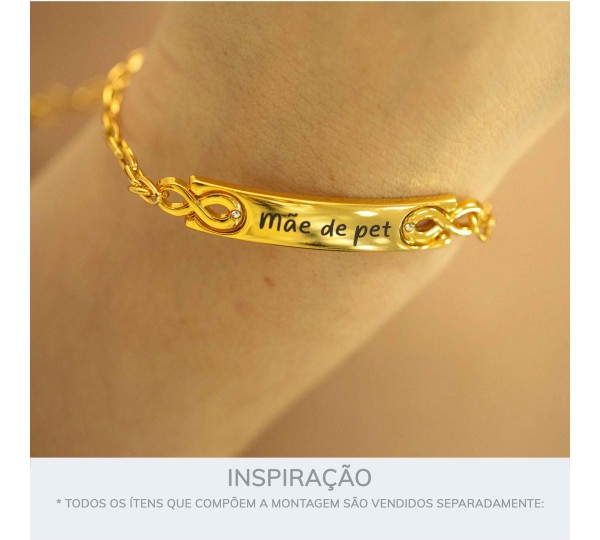 Passa Tira Mãe de Pet Ouro com Strass 50mm