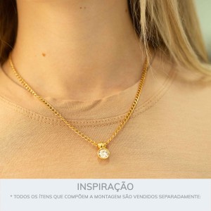 Pingente Ouro com Strass 16mm