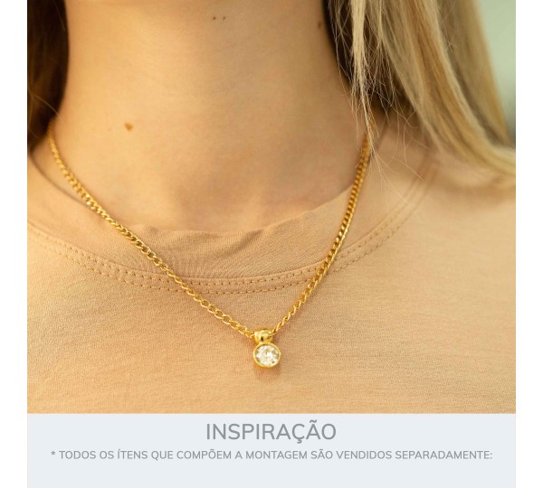 Pingente Ouro com Strass 16mm