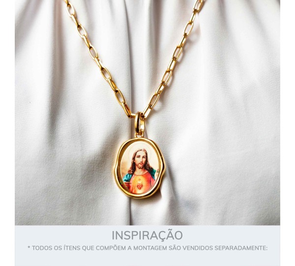 Pingente Sagrado Coração de Jesus Ouro 35mm