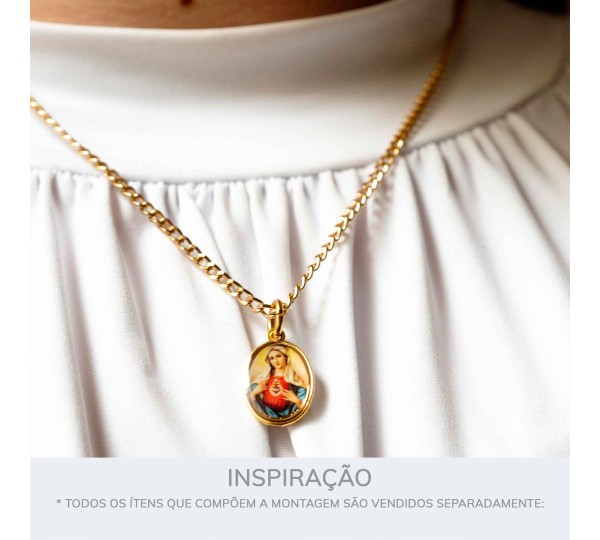 Pingente Sagrado Coração de Maria Ouro 23mm