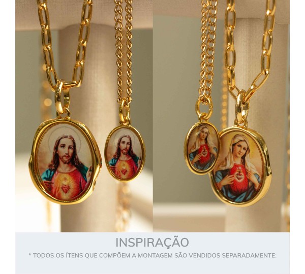 Pingente Sagrado Coração de Jesus Ouro 23mm