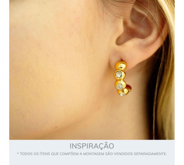 Brinco de Argola Preciosa Ouro com Strass 23mm