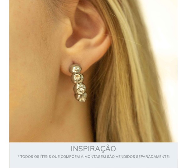Brinco de Argola Preciosa Níquel com Strass 23mm