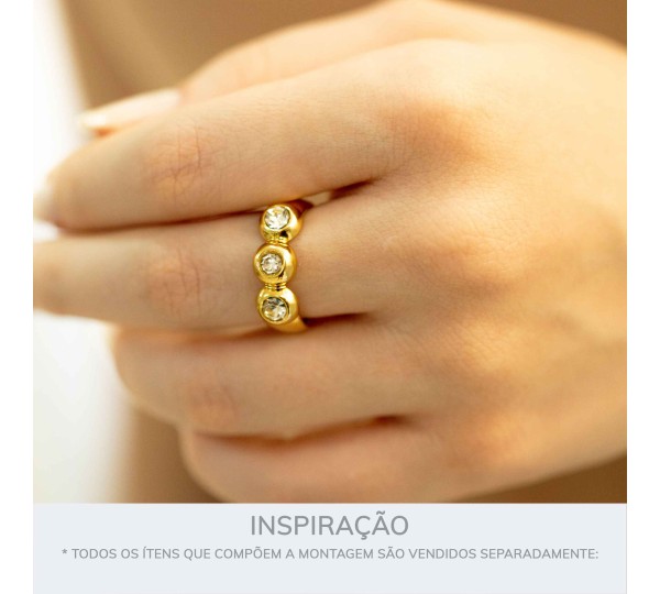 Anel Precioso Ouro com Strass N° 21